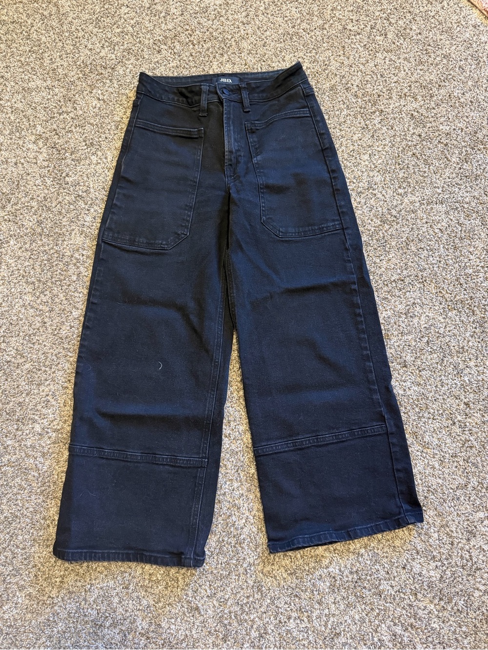 bohme Black Wide-Leg Utility Jeans